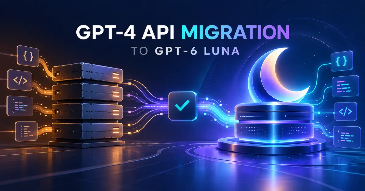 Abstract workflow showing GPT-4 API migration to GPT-6 Luna